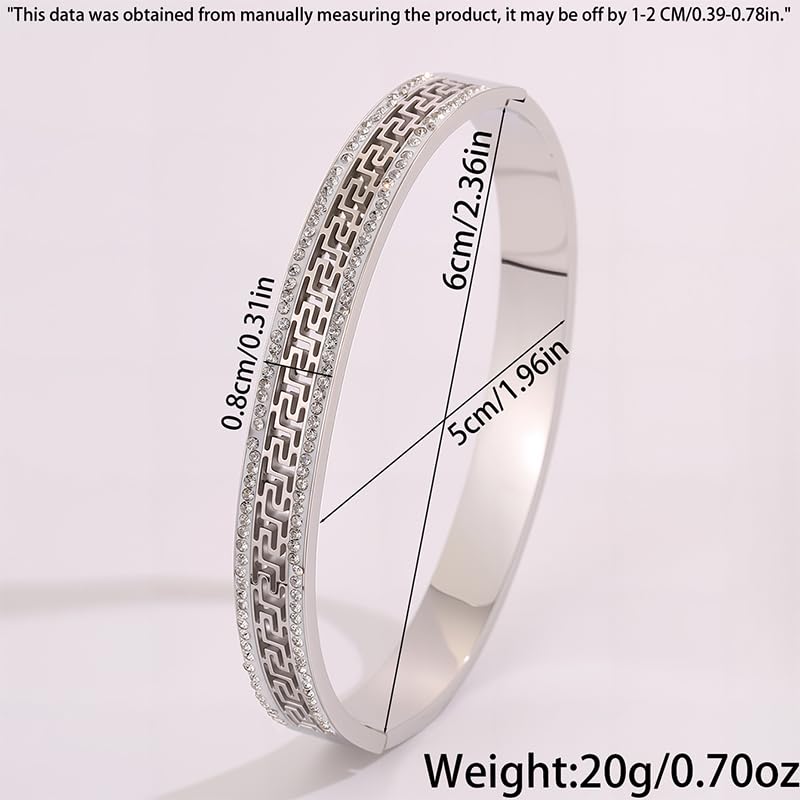 Silver Stainless Steel Bangle Bracelet - Non-tarnish Waterproof, Trendy Jewelry Gift Birthday for Women