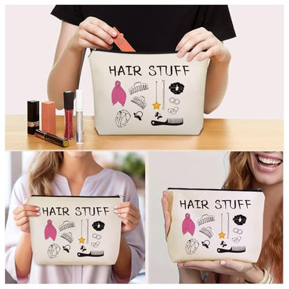 Mom Gifts Hair Stuff Makeup Bag: Hair Accessories Themed Cosmetic & Toiletry Organizer Pouch For Teen Girls & Women Hairstylist Sisters, Friends.Ideal Mom Gift For Travel, Birthdays. - style: Hair Stuff
