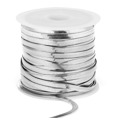 33FT 3mm Stainless Steel Chains Snake Chains Roll Bulk for Jewelry Making | 304 Stainless Steel Flat Snake Chains Roll Spool for DIY Craft Necklace Bracelet - color: 3.0mm Stainless Steel Flat Snake Chains