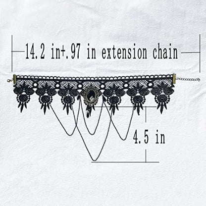 Black Sexy Lace Choker Necklaces Gothic Tassel Collar Choker Halloween Party Accessories for Women - color: Black necklace 1