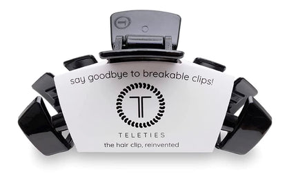 TELETIES - Large Hair Clip - Strong Grip, Bendable Teeth, Comfortable Curved Design - Ideal for Thick Hair - For All Hair Textures - Jet Black - color: Jet Black