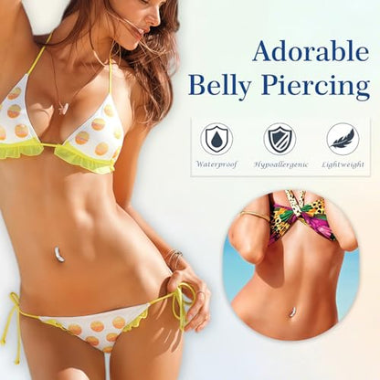 3-12 Pcs 14G Belly Button Rings Belly Rings for Women CZ Opal Navel Rings Belly Piercings Jewelry Belly Barbells Stainless Steel Body Belly Button Piercing Jewelry - color: Silver-3Pcs-14G/10MM