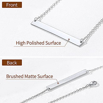 ChicSilver Customizable Vertical Bar Pendant Necklace 925 Sterling Silver Y Necklace Simple Fashion Jewelry Gifts for Women - style: E. 5mm Horizontal Bar-Silver Engraving