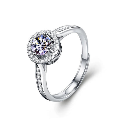1CT/2CT Queen series moissanite ring, Adjustable rings for women, 925 Sterling Silver Open Band, D-Color VVS1 Sparkling Stone, Luxury Diamond Alternative - style: Queen 2 Series, 2CT