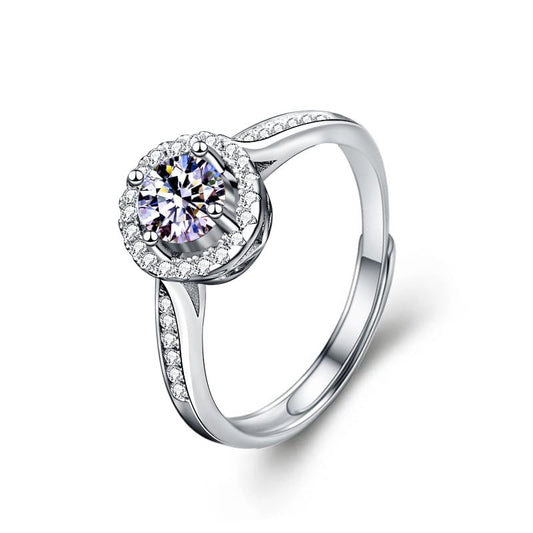 1CT/2CT Queen series moissanite ring, Adjustable rings for women, 925 Sterling Silver Open Band, D-Color VVS1 Sparkling Stone, Luxury Diamond Alternative - style: Queen 2 Series, 2CT