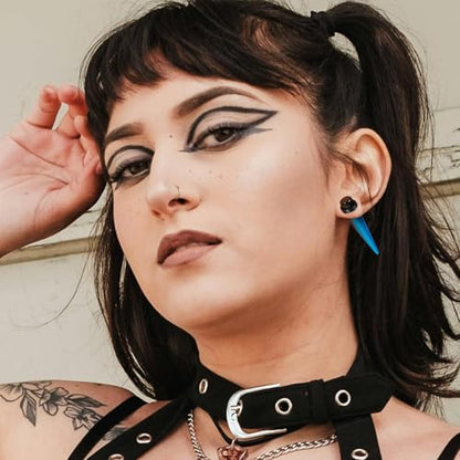 54/102Pcs Ear Stretching Kit 14G-00G Acrylic Ear Gauge Stretching Kit with Heart Plugs Gauge Tapers Ear Tunnels Horseshoes Taper Spiral Tapers Gauges Ear Expanders for Men Women - color: Black & Blue