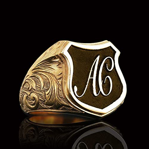Engraved Initial Signet Ring, Monogram Letter Ring, Handmade Letter Ring, Personalized Gift for Him, Customized Name Ring, Initial Ring