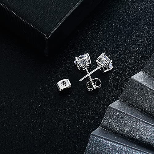 MDFUN Hypoallergenic CZ Stud Earrings Set for Women/Men,6 Pairs 18K Gold Plated Round 3-8mm Clear Cubic Zirconia Earring Pack Jewelry Gift - color: White gold-7mm-6 pairs