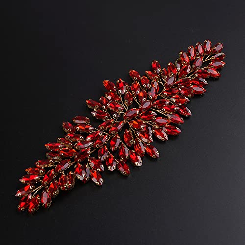 JWICOS Bridal Headband Crystal Wedding Hair Vine - Headpieces for Bride & Girls (Red) - color: Red