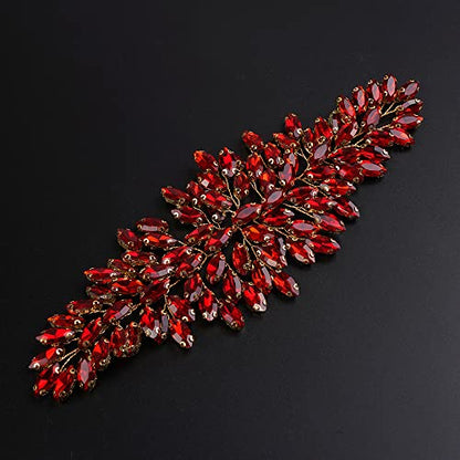 JWICOS Bridal Headband Crystal Wedding Hair Vine - Headpieces for Bride & Girls (Red) - color: Red