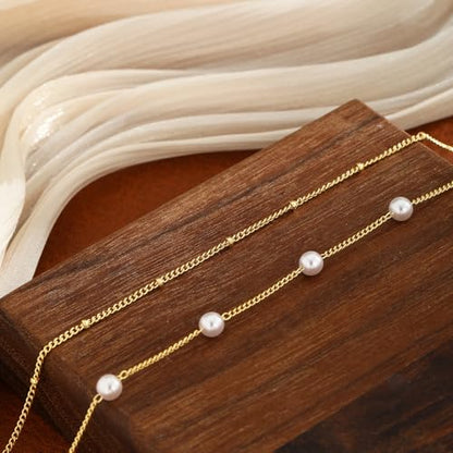 Body Chain for Women 14K Gold Plated Waist Beads Chain Gold Belly Belt Cuban Layered Body Chains Waterproof Adjustable Sexy Bikini Beach Body Jewelry Daily Belts Gifts for Women 26.5-33Inch - style: Pearl + Satellite