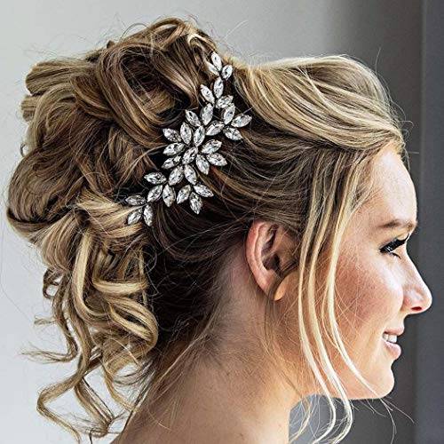 Bride Crystal Wedding Hair Comb Silver Bridal Side Comb Rhinestone Hair Accessorie for Women (A-Silver)