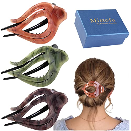 Mistofu 3Pcs French Concord Hair Accessories for Women - Curved No Slip Grip Clips for Strong Hold on Thick and Thin Hair (pearlescent color) - color: pearlescent color