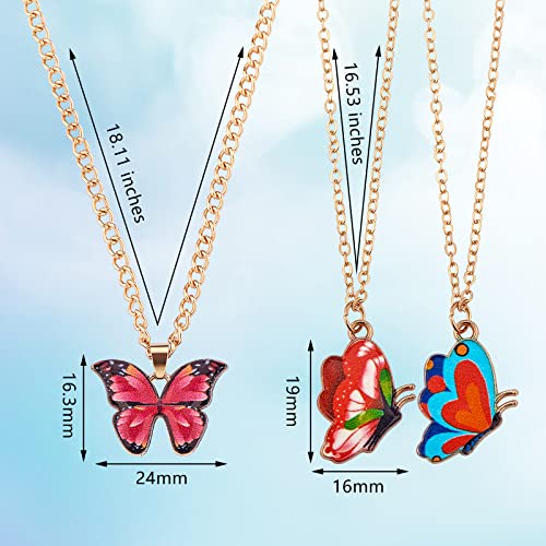 Ornaland 6pcs Butterfly Pendant Necklace Adjustable Alloy Enamel Neck Chain Charms Jewelry Fashion Dangle Necklace Gifts for Women Lovers Christmas Birthday - color: A2