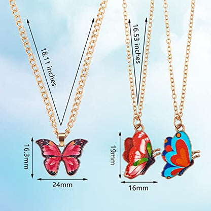 Ornaland 6pcs Butterfly Pendant Necklace Adjustable Alloy Enamel Neck Chain Charms Jewelry Fashion Dangle Necklace Gifts for Women Lovers Christmas Birthday - color: A2