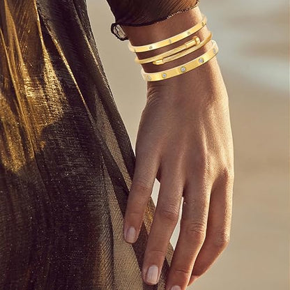 Camhanno Gold Bangles for Women - Stainless Steel Love & Friendship Bracelet Set with Gift Box | Daily Wear & Party Jewelry - color: Gold Bracelet Collection