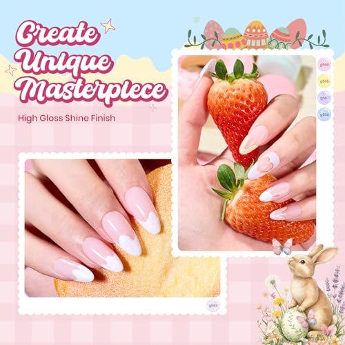 Beetles Pastel Gel Nail Polish Set, 6 Shimmer Colors, UV/LED, 9ml Each | 6 Soft Glitter Shades for Nail Art, With 6 9Ml Color Gels, A Themed Charm Bracelet - color: Easter Pastel Whip