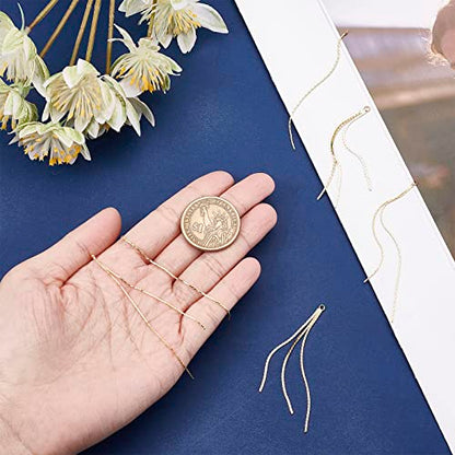 SUNNYCLUE 1 Box 12Pcs 3 Style Real 18K Gold Plated Earring Findings Brass Tassel Chain Earring Chains Long Chain Tassel Big Charm for Jewelry Making Accessories Women Adults DIY Dangle Earrings Craft - color: 12pcs 3 Style Real 18k Gold Plated Earring Fin
