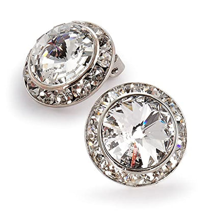 Star Light Crystal Rhinestone Clip On Earrings for Dance, Pageant, Prom | Elegant sparkling jewelry, European quality crystals for ballroom, skating, figure competition, and special events - color: 20mm Crystal Clear Clip On