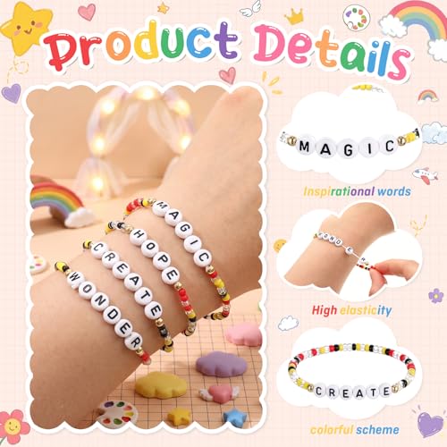 Liliaafar 20 Pcs Inspirational Friendship Bracelets Bulk Adjustable Motivational Beaded Bracelets for Back to School Teacher Gifts Classroom Party Favors - style: Cartoon Story Seed Bead