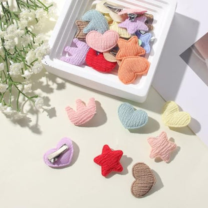 Girls Hair Clips,30pcs Cartoon Bow,Star,Heart,Crowns Shaped with 0.78inch Hairpin for Toddler,Mini Women Hair Pin Bangs Barrettes Spring Summer Autumn Winter - color: clip
