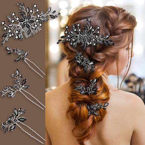Wedding hair accessories, Bridal for piece, brides headpiece, Bride comb（Black） - color: Black