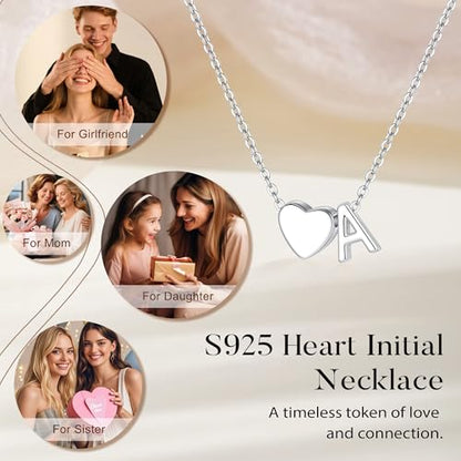 Turandoss S925 Sterling Silver Initial Necklaces for 5-16 Years Old Girls | Dainty Teen Girl Gifts Trendy Stuff Heart Initial A-Z Necklaces Personalized Birthday Jewelry Gifts for Girls - color: K