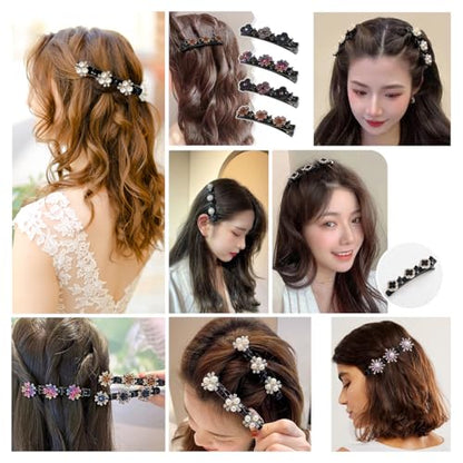 8Pcs Sparkling Crystal Rhinestone Braided Hair Clips Hair Accessories(Set A) - color: 8Pcs(Set A)