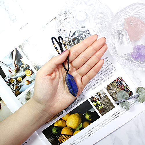 Runyangshi Blue Lapis Lazuli Healing Crystal Pendants, Double Pointed Natural Crystal Quartz Necklace 6 Faceted Chakra Crystal Wand Stone - color: Blue Lapis Lazuli