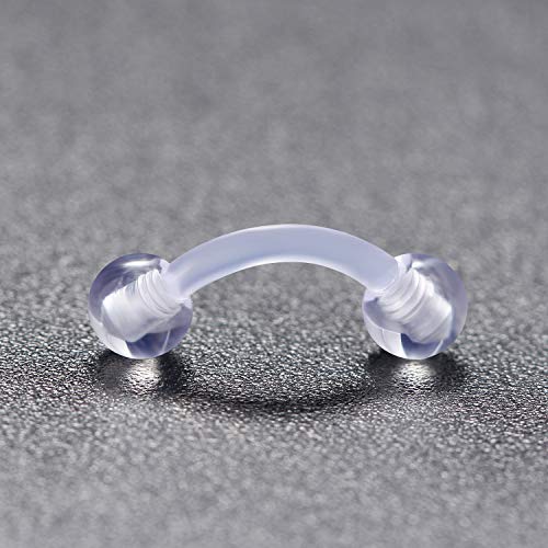 16G Clear Plastic Curved Barbells Eyebrow Ring Snake Eyes Tongue Rings Acrylic Bioflex Cartilage Helix Tragus Earrings Nipple Belly Lip Ring Piercing Retainer Length 6mm 8mm 10mm 12mm 36pcs - color: 36Pcs 16G 6mm