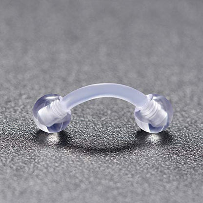 16G Clear Plastic Curved Barbells Eyebrow Ring Snake Eyes Tongue Rings Acrylic Bioflex Cartilage Helix Tragus Earrings Nipple Belly Lip Ring Piercing Retainer Length 6mm 8mm 10mm 12mm 36pcs - color: 36Pcs 16G 6mm