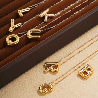 Gold Initial Necklace for Teen Girls Women Letter necklaces Jewelry Gifts | Gifts for Girls Women, Teen Girl Gifts Trendy Stuff, Bubble Letter Pendant Necklace - style: J