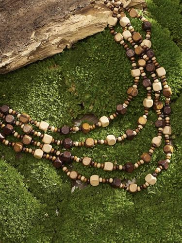 MINACHI Vintage Retro Wooden Beaded Multi Layered Long Necklace, Irregular Unique Shape Beads, Monochrome Style Women's Jewelry, Holiday Accessories - style: Necklace SL13-039