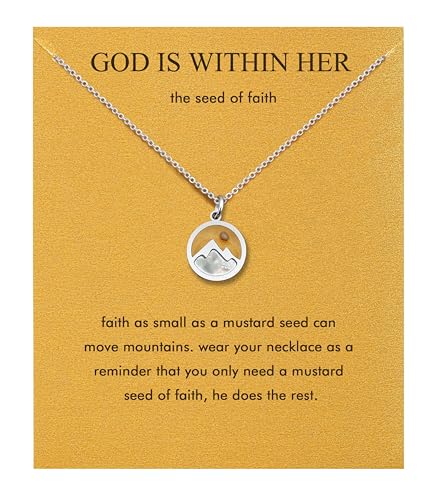 Silver Necklaces for Women Teens, Best Friend Necklace Sister Daughter Gift | Horseshoe Butterfly Swan Wave Evil Eye Necklace Graduation Chritmas Birthday Gifts for Women, Stainless Steel - style: Mountain Round