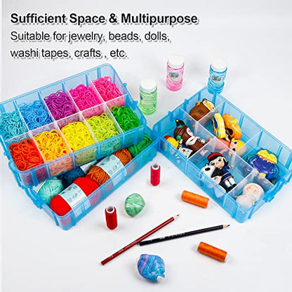 INSCRAFT 7 Layers Stackable Storage Container, 70 Adjustable Compartments (Blue) Stackable Storage Container, Perfect for Kids Toys, Art Crafts, Jewelry, Supplies, Mini Case & Letter Sticker Included - color: BLUE