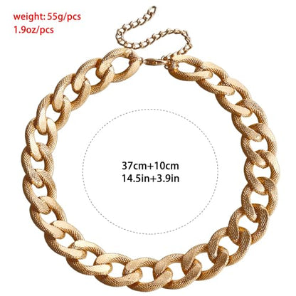 Cuban Link Chain Necklace Punk Belt Buckle Shaped Chunky Choker Necklace Statement Thick Chain Necklace Jewelry Gifts for Women Men - color: Style3