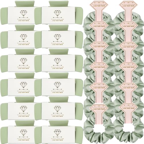 Bridesmaid Scrunchies Proposal Gifts 4.1 Inch Square Set of 8 Bachelorette Hair Claw Clips ideas Bridal Shower Gift for Wedding Party Favors (24pcs Sage Green) - color: 24pcs Sage Green