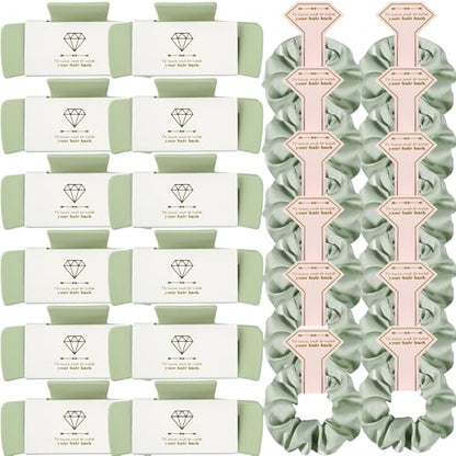 Bridesmaid Scrunchies Proposal Gifts 4.1 Inch Square Set of 8 Bachelorette Hair Claw Clips ideas Bridal Shower Gift for Wedding Party Favors (24pcs Sage Green) - color: 24pcs Sage Green