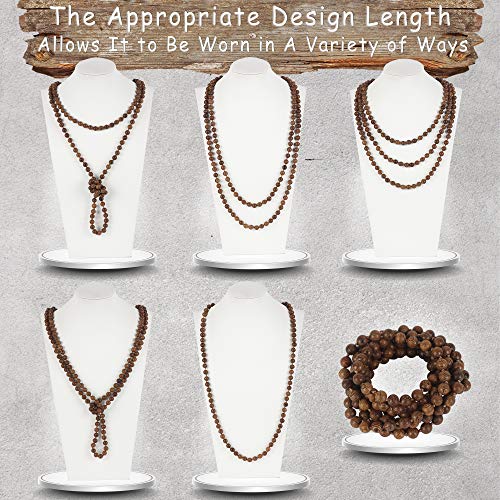 Firstmeet Fashion Natural Round Wood Beads 60'' Long Strand Art Deco Necklace for Women - color: A