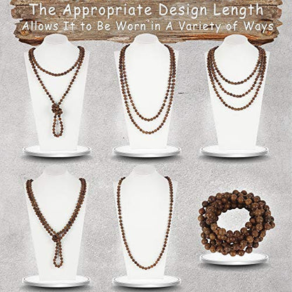 Firstmeet Fashion Natural Round Wood Beads 60'' Long Strand Art Deco Necklace for Women - color: A