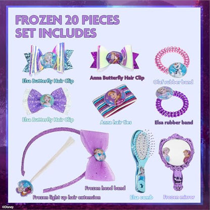 Disney Frozen Hair Accessories Set with Bows, Brush & Mirror, Ages 3+