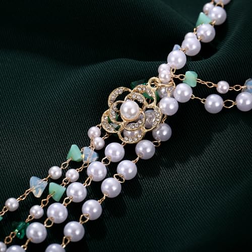 Simulated Pearl Strand Layered Necklace for Women, Multi Strand Long Necklace, Dainty Sweater Necklace for Party Costume Jewelry - style: Shell Starfish