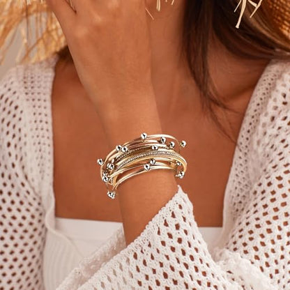 Wrapped Bracelets for Women,Leather Boho Bracelets for Women - color: Doubleloop-Rosegold