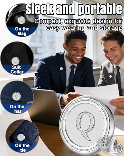 Initial Letter Pins A-Z Men Classic Brass 26 Alphabet Badge for Business & Wedding Shirt - color: Silver, style: Letter Q