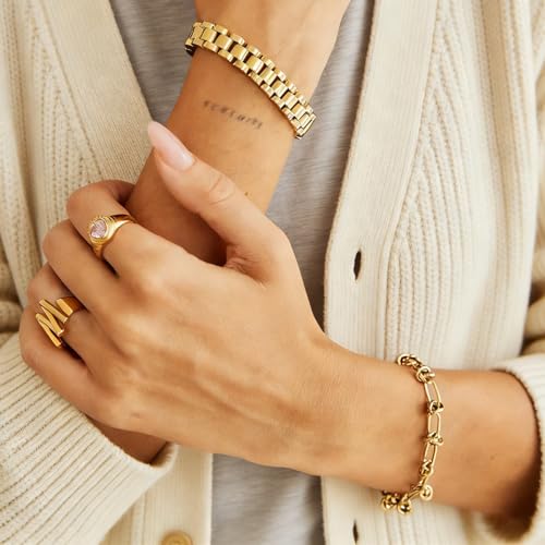 PEARLADA 18k Gold Plated Chain Layerd Bracelet Coin Charm Toggle Bracelet Trendy Cubic Zirconia Jewelry - color: Knot
