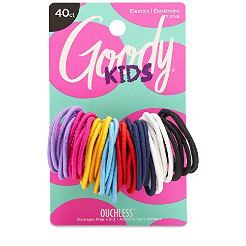 Goody Kids Ouchless Hair Elastics – No Pull, No Breakage, Tangle-Free Hold for Fine Hair – 40 Count, Assorted Colors, Long-Lasting Ponytail Holders for Girls & Boys - size: 40 Count (Pack of 1)