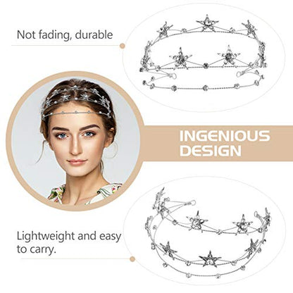 Beaupretty Bling Rhinestone Star Crown, Star Crystal Tiara and Crown Bridal Headpiece Alloy Hairband Wedding Jewelry for Women Girls, Silver - color: Silver