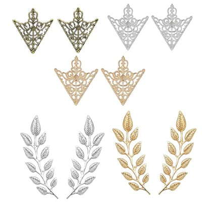 5 Pairs Shirt Collar Pins Vintage Collar Brooch Set Gold Silver Hollow Pattern Triangle Leaf Lapel Pin for Women Men Cardigan Sweater Accessories Gift
