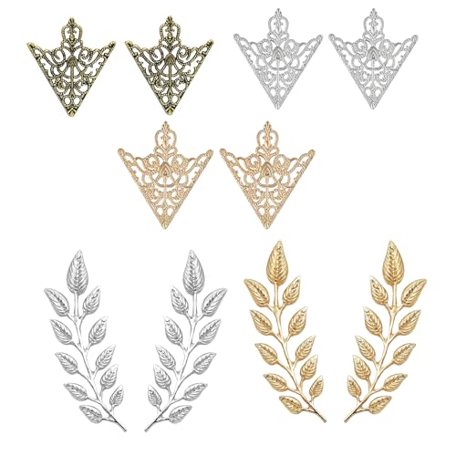 5 Pairs Shirt Collar Pins Vintage Collar Brooch Set Gold Silver Hollow Pattern Triangle Leaf Lapel Pin for Women Men Cardigan Sweater Accessories Gift
