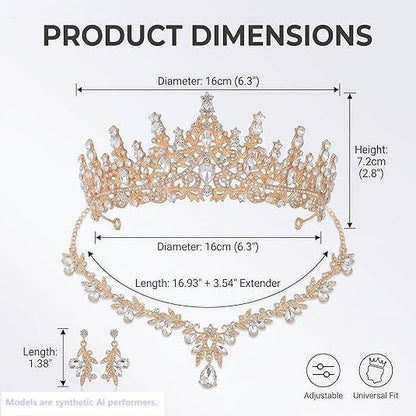 Kamirola Tiaras and Crowns for Women,Tiaras Earrings Necklace, Crystal Bridal Jewelry Set, Costume Jewelry for Women Party Halloween Prom Pageant - color: SILVER PURPLE